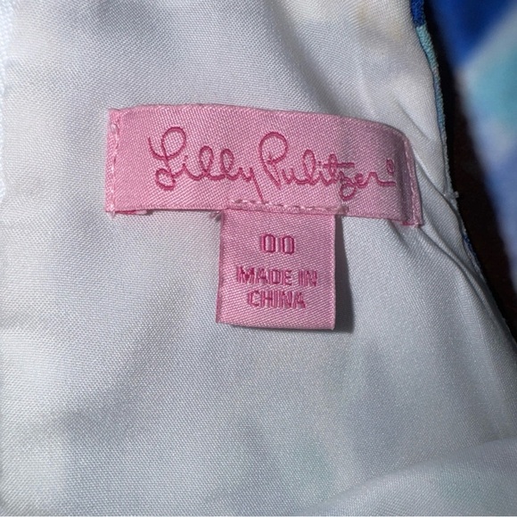 Lilly Pulitzer Pearl Romper Dress Side Slits in Blue Paisley Pineapple Size 00 - Picture 10 of 11